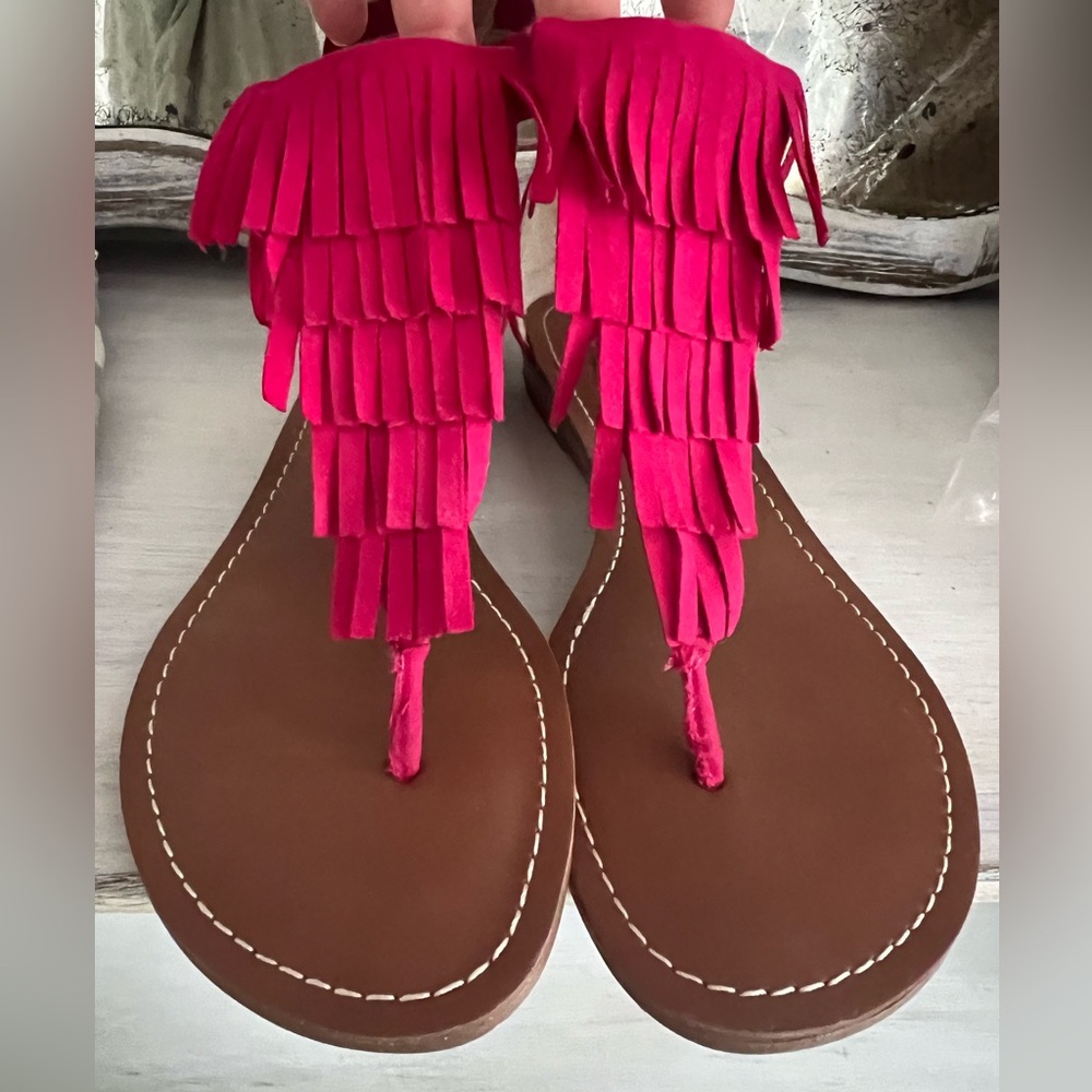 Fuscia Fringed Sandals by CARLOS SANTANA